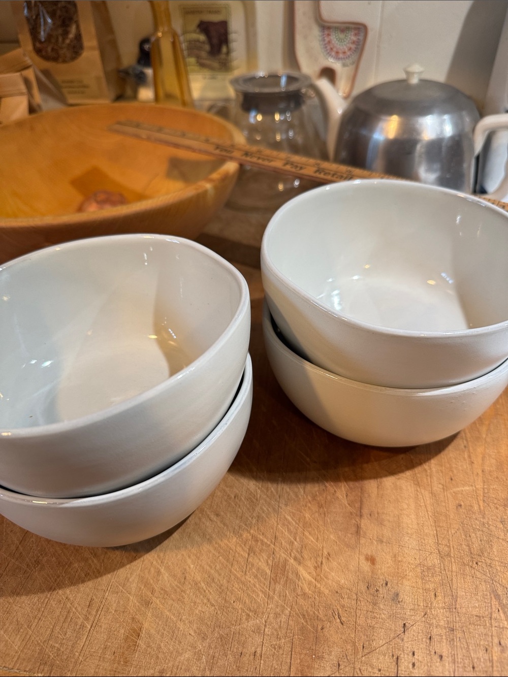 Hearth & Hand White Ceramic Nesting Soup/cereal Bowls - Set of 4